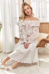 Ruffled Off Shoulder Floral Blouse Adora